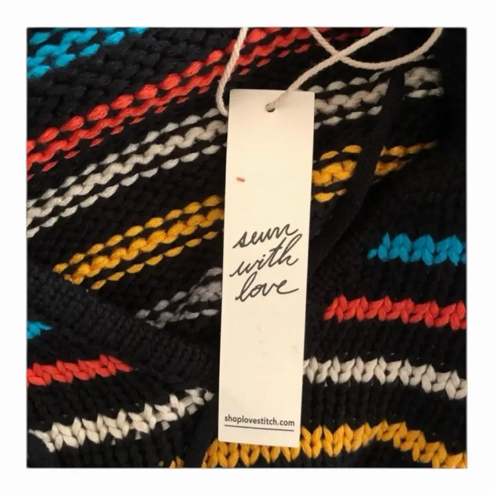 LoveStitch NWT Black Aqua Orange Stripe Kangaroo Pocket Hoodie Long Sleeve - Picture 9 of 13